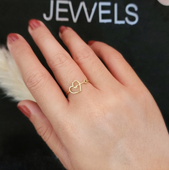 Heart and Key Ring 18K Real Saudi Gold - Picture 3 of 5